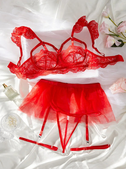 Sexy Lingerie Set Woman Lace Transparent Erotic Underwear Sets Delicate Bra Push Up Breves Sets Thin Sexy Erotic Bras Bodysuit