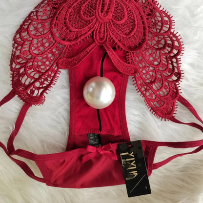 Customized Imitation Pearl Underwear Into The Body To Increase Massage Beads, Sexy Thong Tighten Briefs Thong  Panties Women