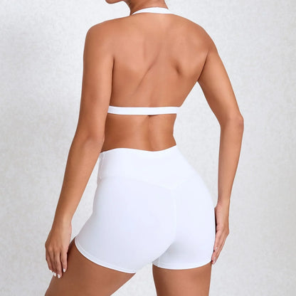 Wholesale Sportswear Woman Gym Set 2025 Sport Bra Shorts Outfit Yoga Clothes Fitness Clothing Kit Push Up Workout Activewear Red
