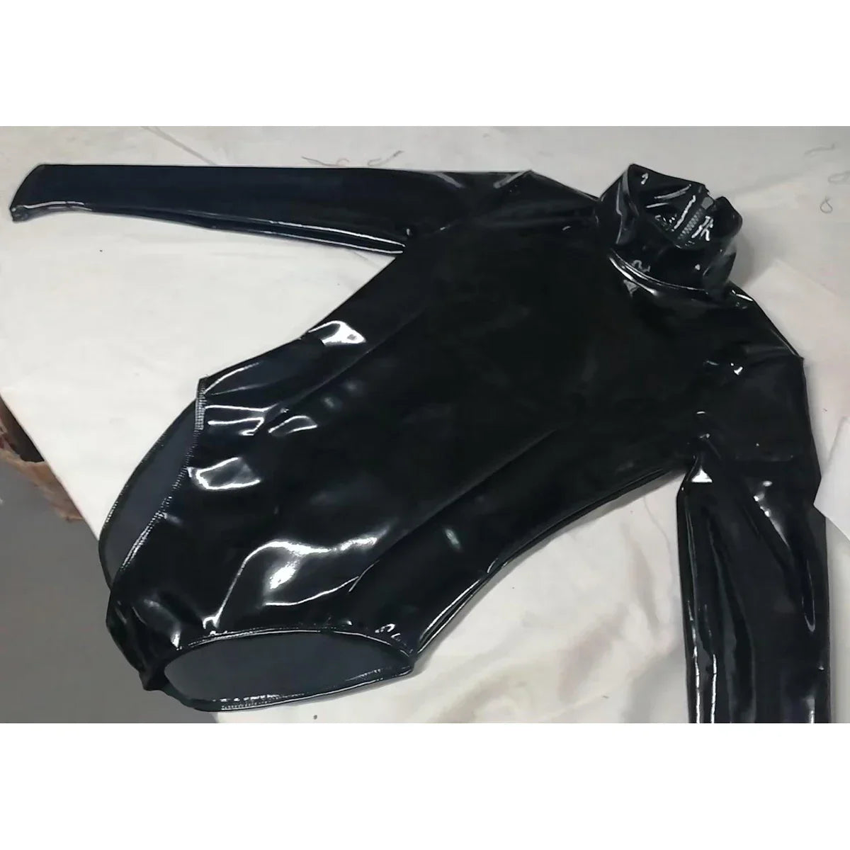 S-5XL Turtleneck Wet Look PVC Catsuit Shiny PU Leather Bodysuit Tights Sexy Cosplay Body Teddies Swimsuit Leotard Clubwear Tops