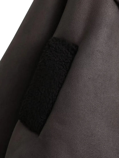 MUJER Faux Leather Jackets for Women Winter Warm Bomber Jacket Woman Long Sleeve Womens Coats Plush Oversized Women's Jackets