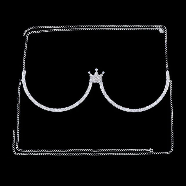 Stonefans Heart Rhinestone Chest Bracket Body Jewelry Bra Chain For Women Chain Top Bikini Halter Bra New Banquet Breast Support
