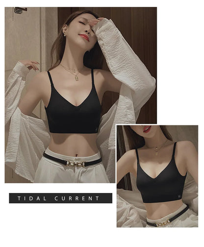 Sexy Large Backless U-shaped Beautiful Back Sling Underwear Women's Thin Section Seamless Small Chest Gathered Strapless Bra