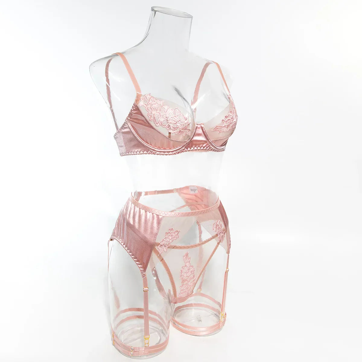 Ellolace Fancy Lingerie Floral Lace Ensemble Brazilian Underwear Attractive Chest Suspenders Sexy Hot Sissy Outfit