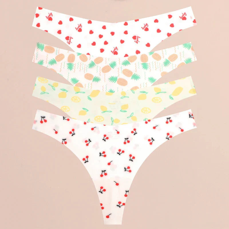 FINETOO 4Pcs Ultra Soft Underwear For Women Sexy Graphic Print Seamless Thongs Female Stretch Leopard G Strings Comfort Lingerie