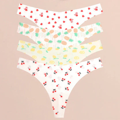 FINETOO 4Pcs Ultra Soft Underwear For Women Sexy Graphic Print Seamless Thongs Female Stretch Leopard G Strings Comfort Lingerie