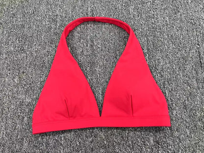 Sexy V-neck Sport Bra Women Underwear Sportswear Halter Backless Top for Fitness Yoga Wear Female Gym Active Bra with Cups White