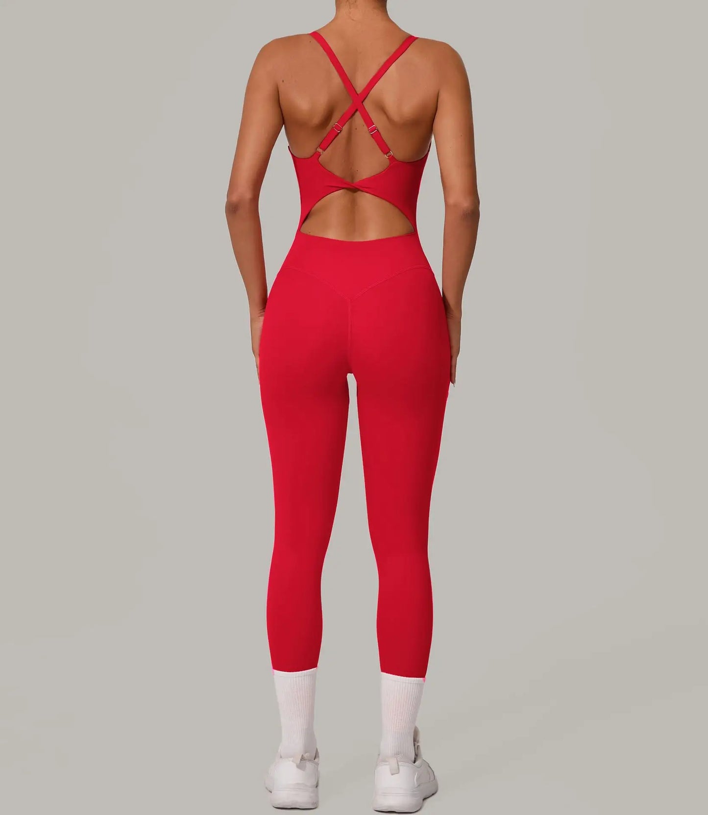 Sexy Hollow Cross Backless Sporty Tight Jumpsuit Woman Sportswear Summer One Pieces Outfit Gym Fitness Overalls Yoga Jump Suit