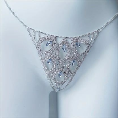 Luxury Leaf Rhinestone Body Jewelry sexy Thong Panties for Women Crystal Body Belly Waist Chain Accessories Valentine's Day gift