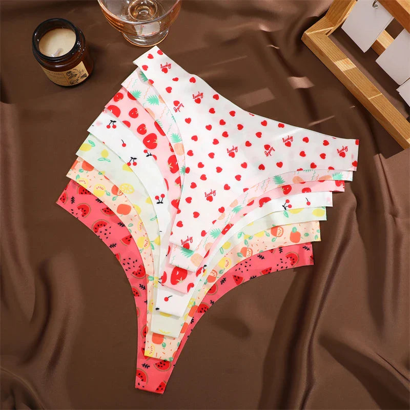 FINETOO 4Pcs Ultra Soft Underwear For Women Sexy Graphic Print Seamless Thongs Female Stretch Leopard G Strings Comfort Lingerie