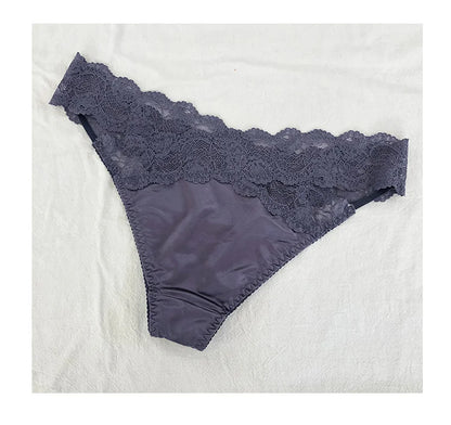 SP&CITY Satin Lace Sexy Women's Underwear Low Waist Transparent Hollow Out Panties Breathable Soft Seamless Briefs Lingerie