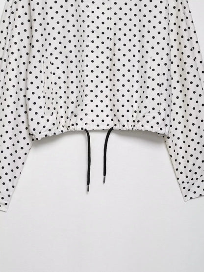 Polka Dot Print Short Coats Women's High Street Long Sleeve Jackets for Women 2025 Elegant Office Ladies Casual Outerwear
