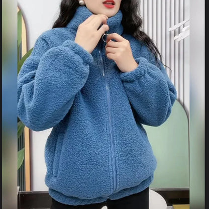 Plus Size Thickened Lamb Fur Cotton Jacket Warm Fashionable Mid-aged And Elderly Women's Outerwear Particle Fleece Thick Coat