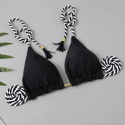 Sexy Swimsuit Women Triangle Bikinis Set Thong Bandage Swimsuits Solid Color bathing suit  Two Piece String Swimear Beach Wear