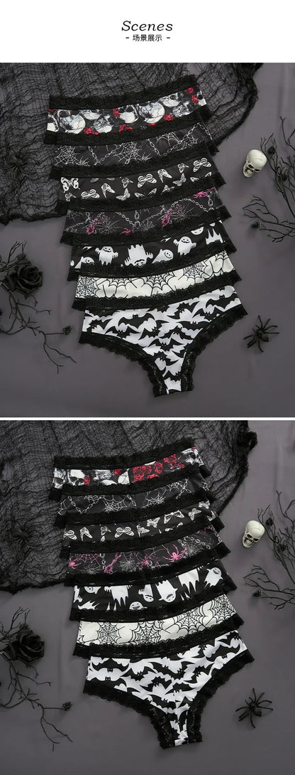 2Pc Set Lingerie Woman Sexy Underwear Lace Female Underwear Ghost Bat Butterfly Gothic Style Breathable Panties For Women