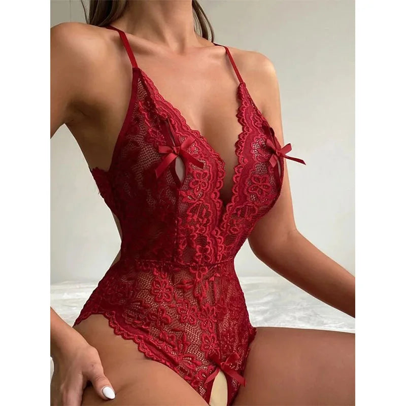Lace Babydoll Open Bra Set Women's Intimates Sexy Bra G-String & Lingerie Sets Transparent Bralette Set Erotic Sexy Underwear