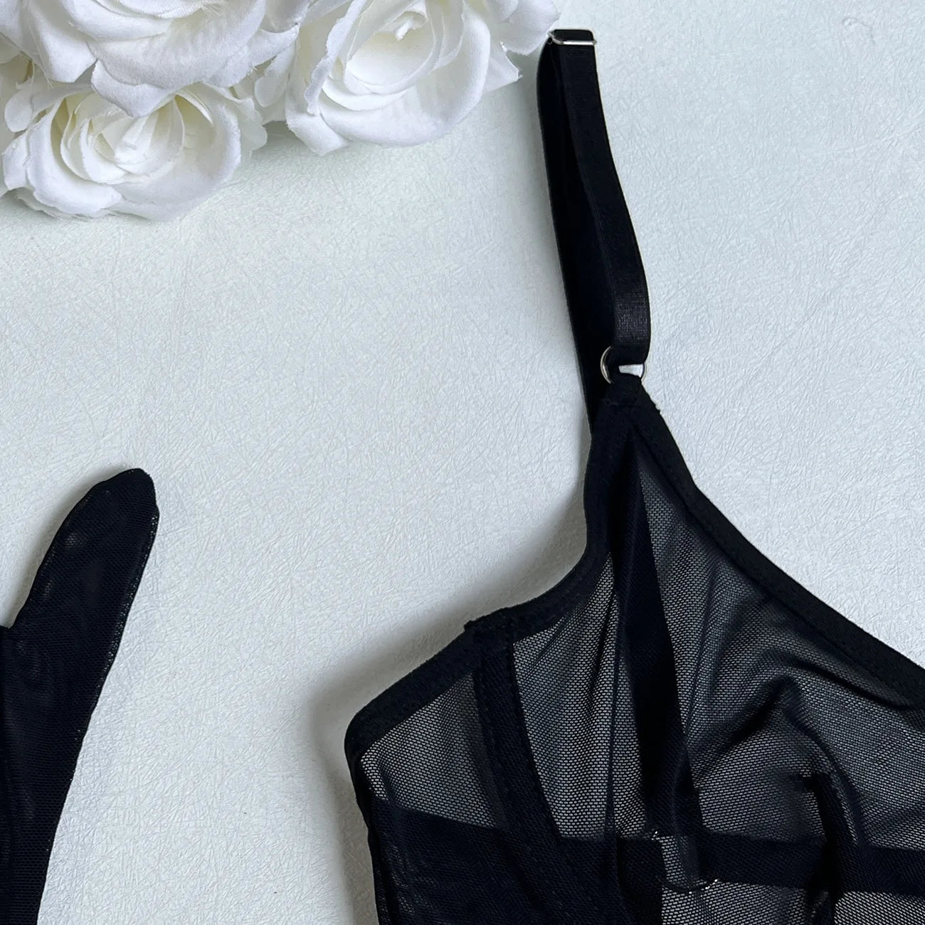 Yimunancy Sheer Mesh Lingerie Set Women 4-Piece Backless Sexy Dress Sexy Erotic Solid Brief Underwer Set Nightwear