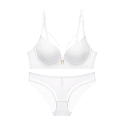 Skeleton Solid Color Plus Size CD Size Lingerie SuitPush Up Bra Set Adjustable Brassiere With Comfort Panties