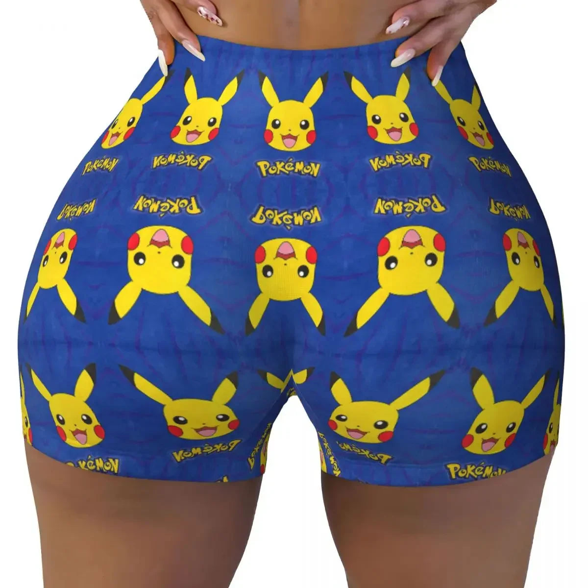 Custom Pikachus Women's Workout Yoga Shorts Athletic Gym Running Volleyball Shorts