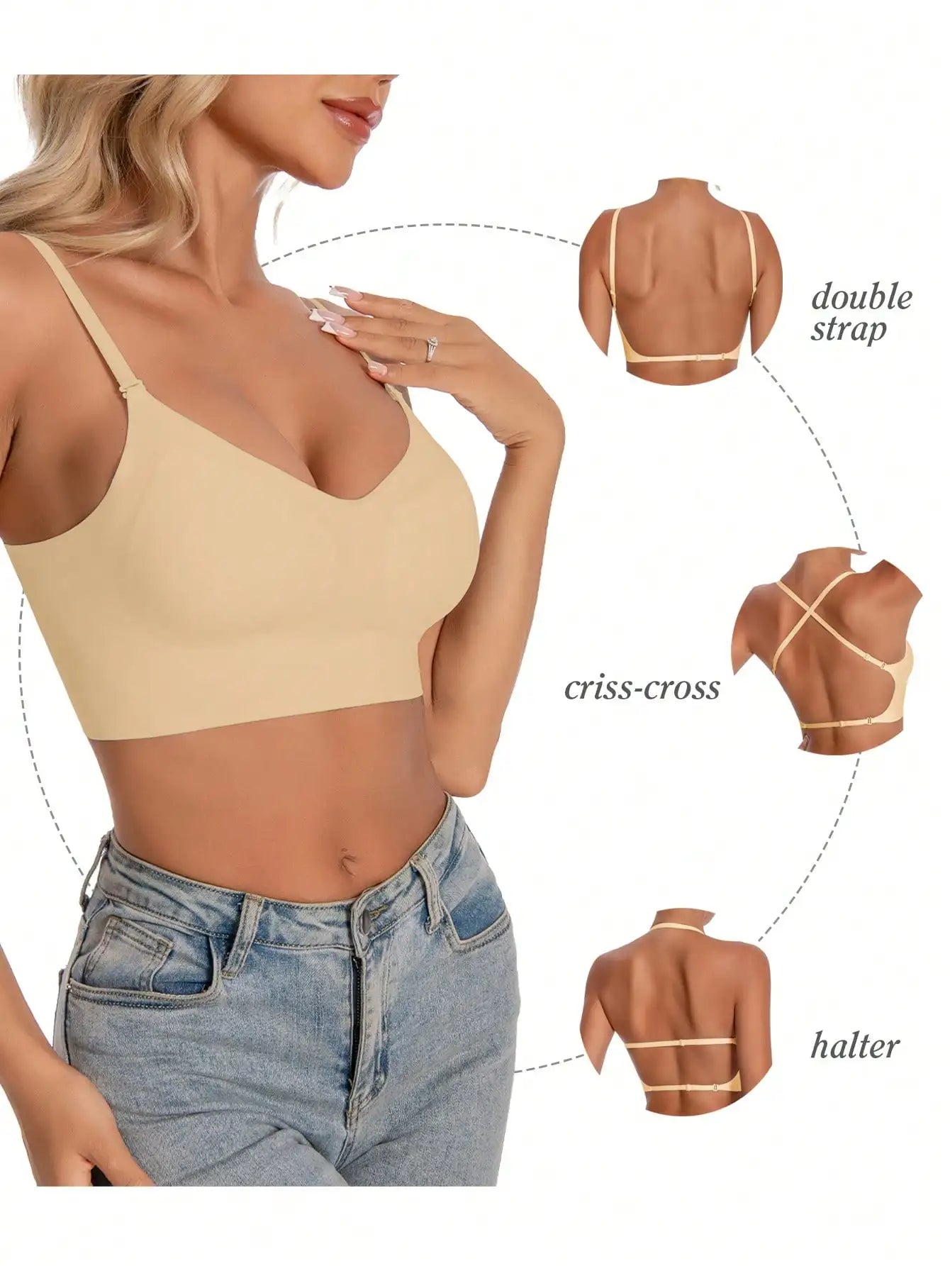 Women's Seamless Backless bra backless strapless underwear Summer bra,Bra For Wedding Dress