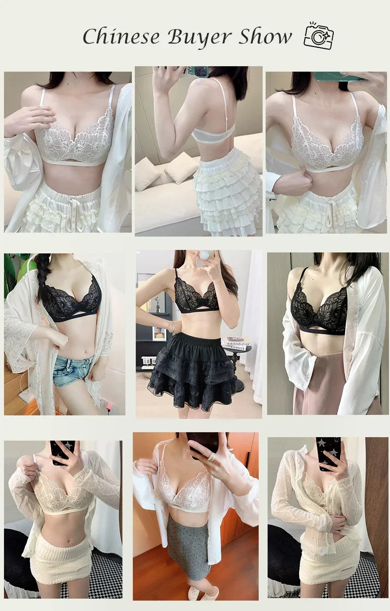 SUJIIN Summer Sexy Bra and Panty Sets for Woman Lace Comfort Bras Set Hot Women's Small Chest Wireless Lingerie Femme MX325