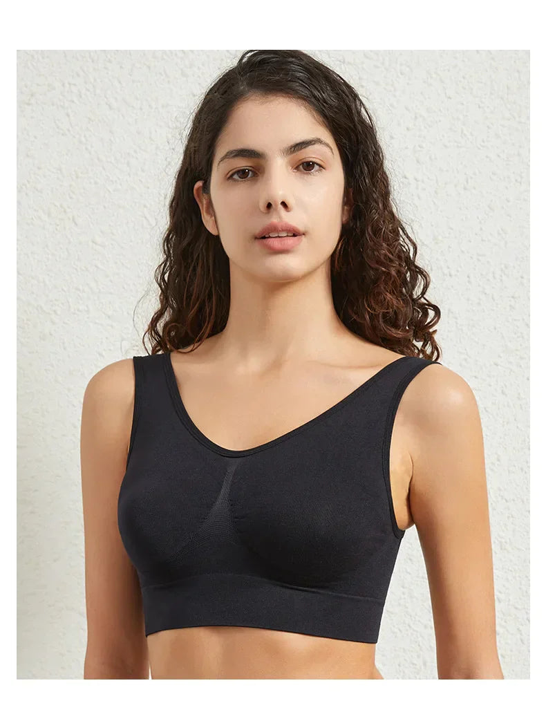 Women's S-5XL Seamless Bra Push-Up Sports Bra Non-wire Crop Tops Solid Color Sexy Lingerie No Pads Breathable Female Brassiere