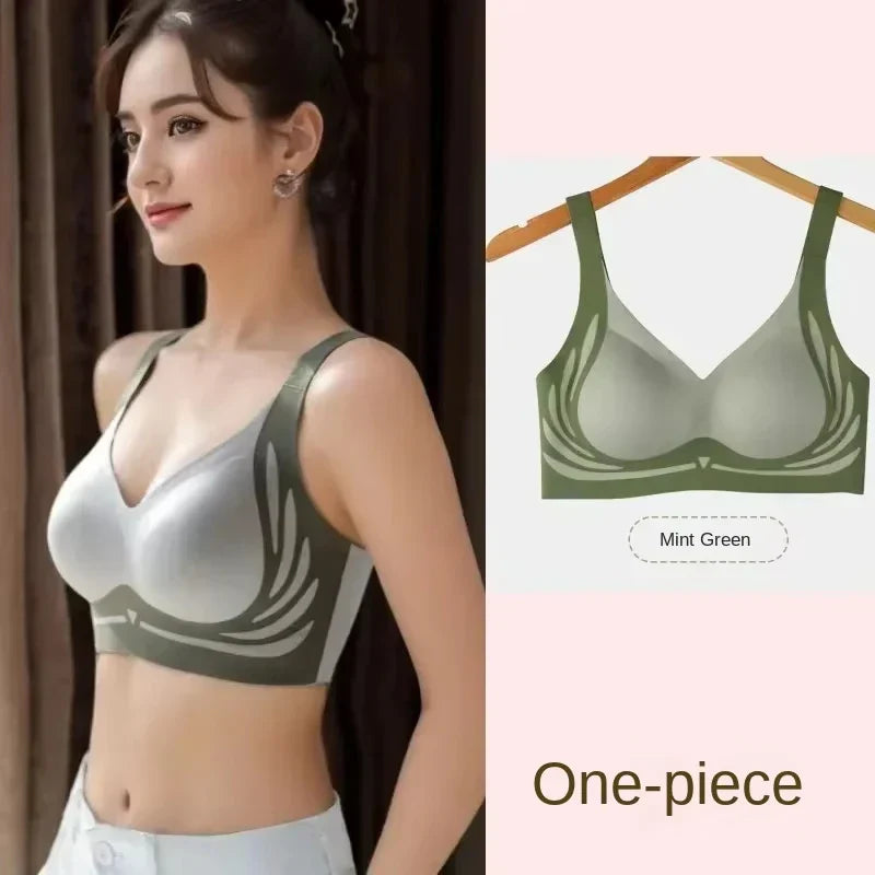 Plus Size Super Gather Push Up Bras Women Soft Support Seamless Underwear Female Full Cup Lift-Up Bras No Steel Sleepwear