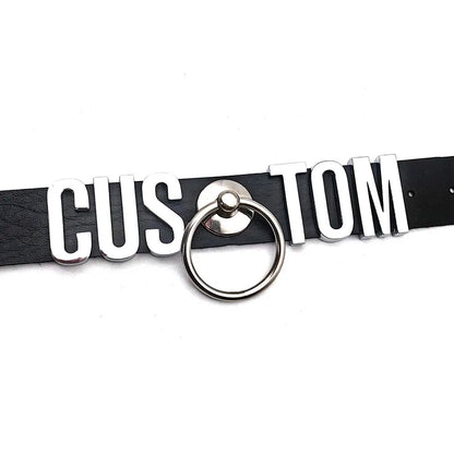Sexy Punk Large Ring Pendant Customized Letters Collars Choker Necklace DIY Personalized Buckle Hoop Chocker Jewelry Cosplay