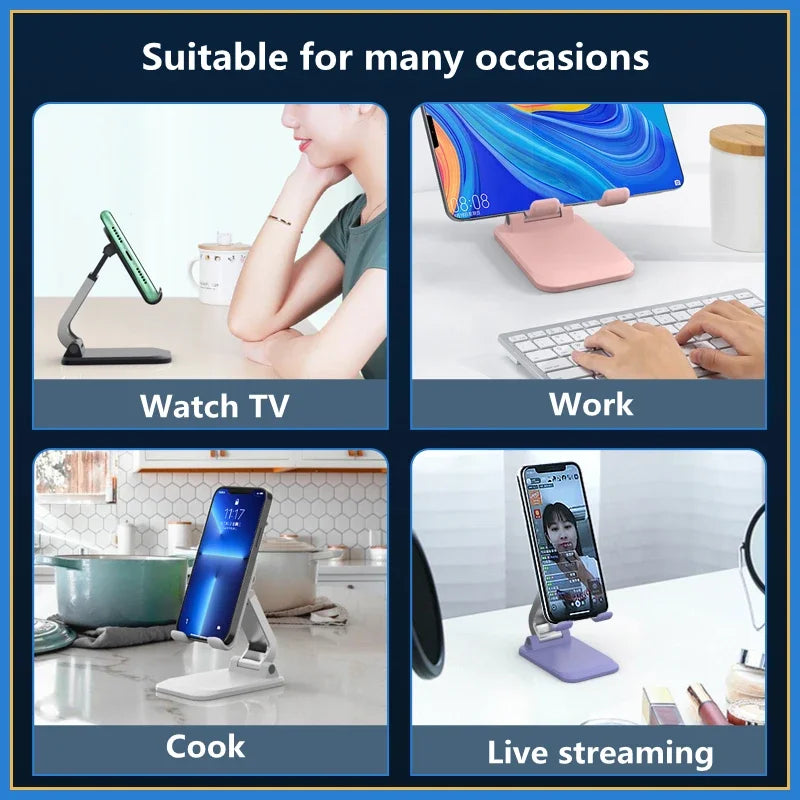 Foldable ABS Desktop Mobile Phone Stand Portable Holder Bracket for iPad iPhone 13 X Smartphone Tablet Desk Support