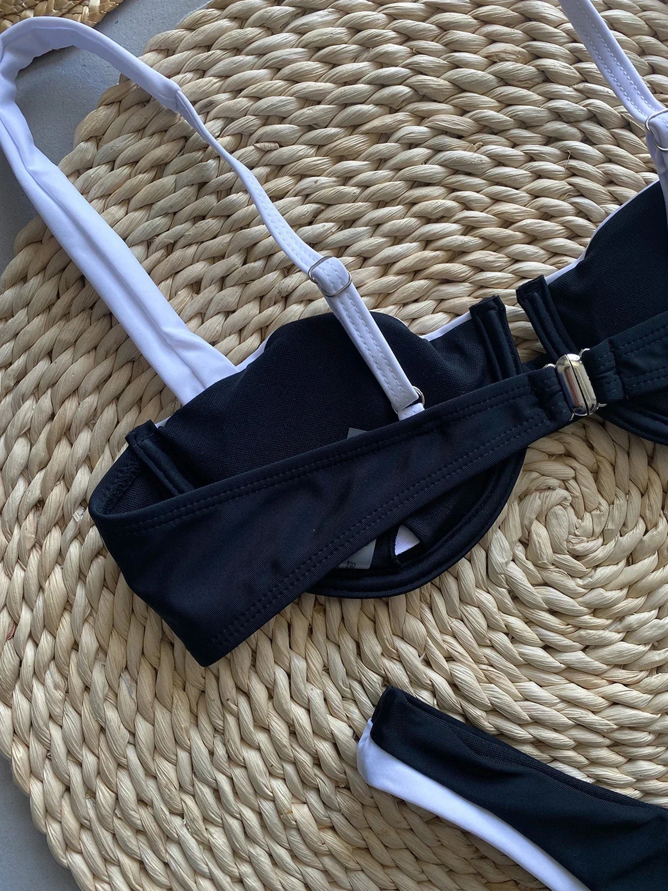 2025 New Sexy Black And White Patchwork Bikini Set Swimsuit For Women Push Up Swimwear Female Two Pieces Bathing Suit Beachwear