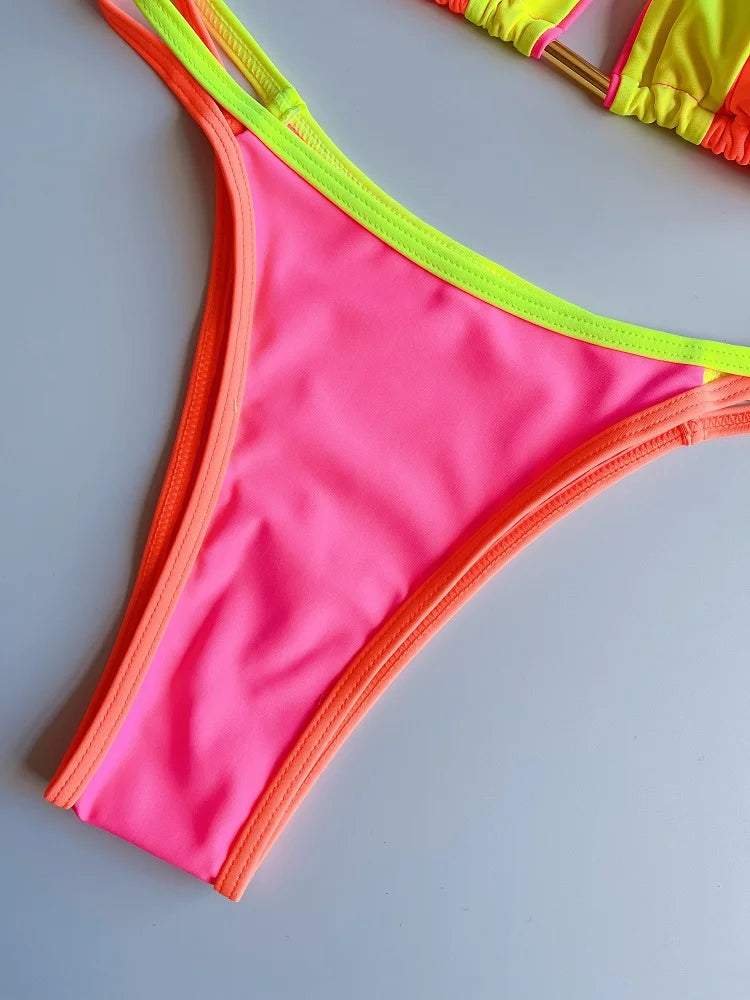 RUOTONGSEPT 2023 Sexy Spliced Swimsuit Women Swimwear Tiger Stripe Print Micro Bikini Set Brazilian Biquinis Beach Bathing Suit