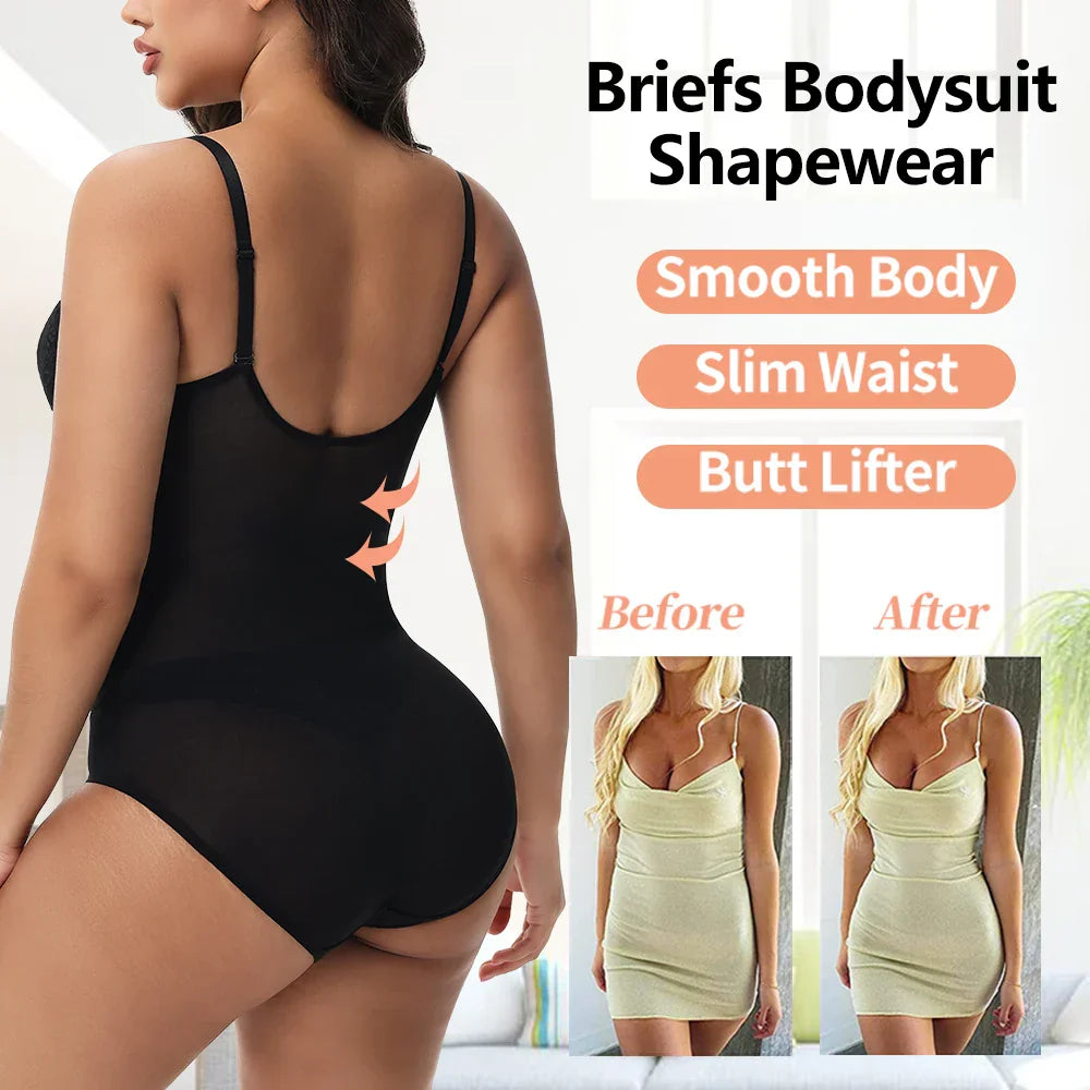 Lace Bodysuit for Women Tummy Control Shapewear Sleeveless Tops V-Neck Backless Slim Camisole Jumpsuit Shaper Party Wear Fashion