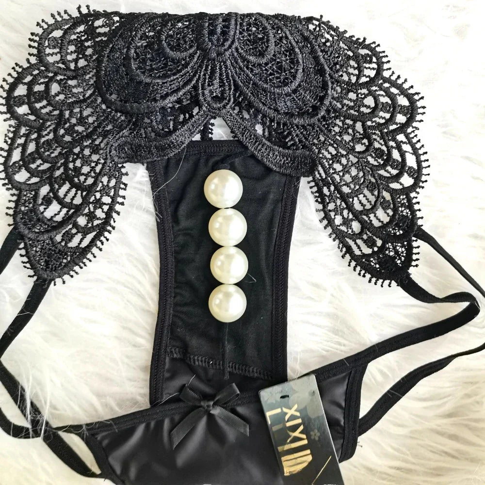 Customized Imitation Pearl Underwear Into The Body To Increase Massage Beads, Sexy Thong Tighten Briefs Thong  Panties Women
