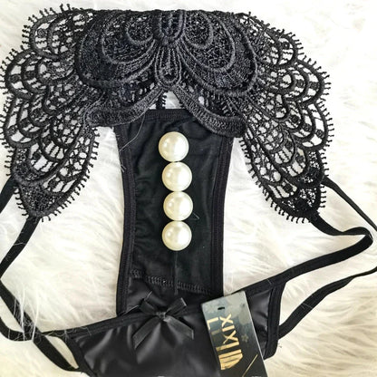 Customized Imitation Pearl Underwear Into The Body To Increase Massage Beads, Sexy Thong Tighten Briefs Thong  Panties Women
