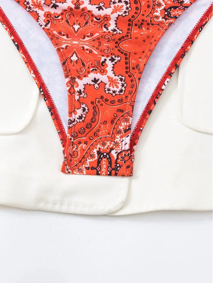 2024 New Print 2-piece Swimsuit for Women,hard Cup Suspender Push Up Bikini Set,summer Beach Vacation Backless Bathing Suit