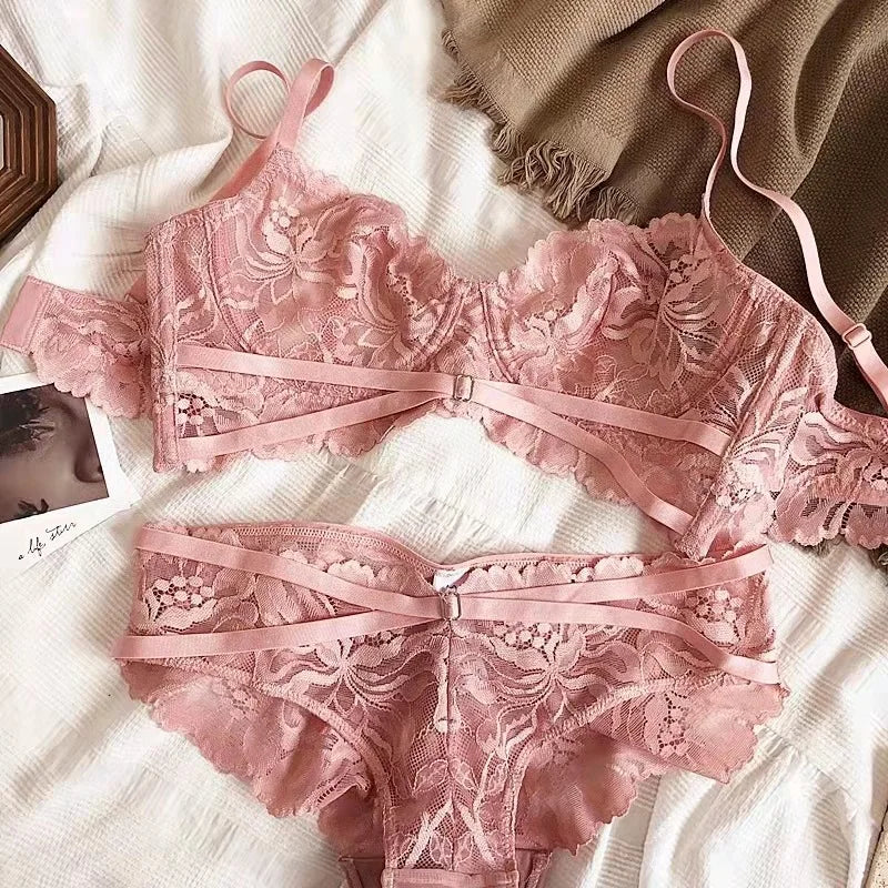 Logirlve Sexy Tоy For Women Bra Set Lingerie Push Up Brassiere Lace Embroidery Underwear Set Ultra-thin Cup Female Lingerie