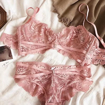 Logirlve Sexy Tоy For Women Bra Set Lingerie Push Up Brassiere Lace Embroidery Underwear Set Ultra-thin Cup Female Lingerie