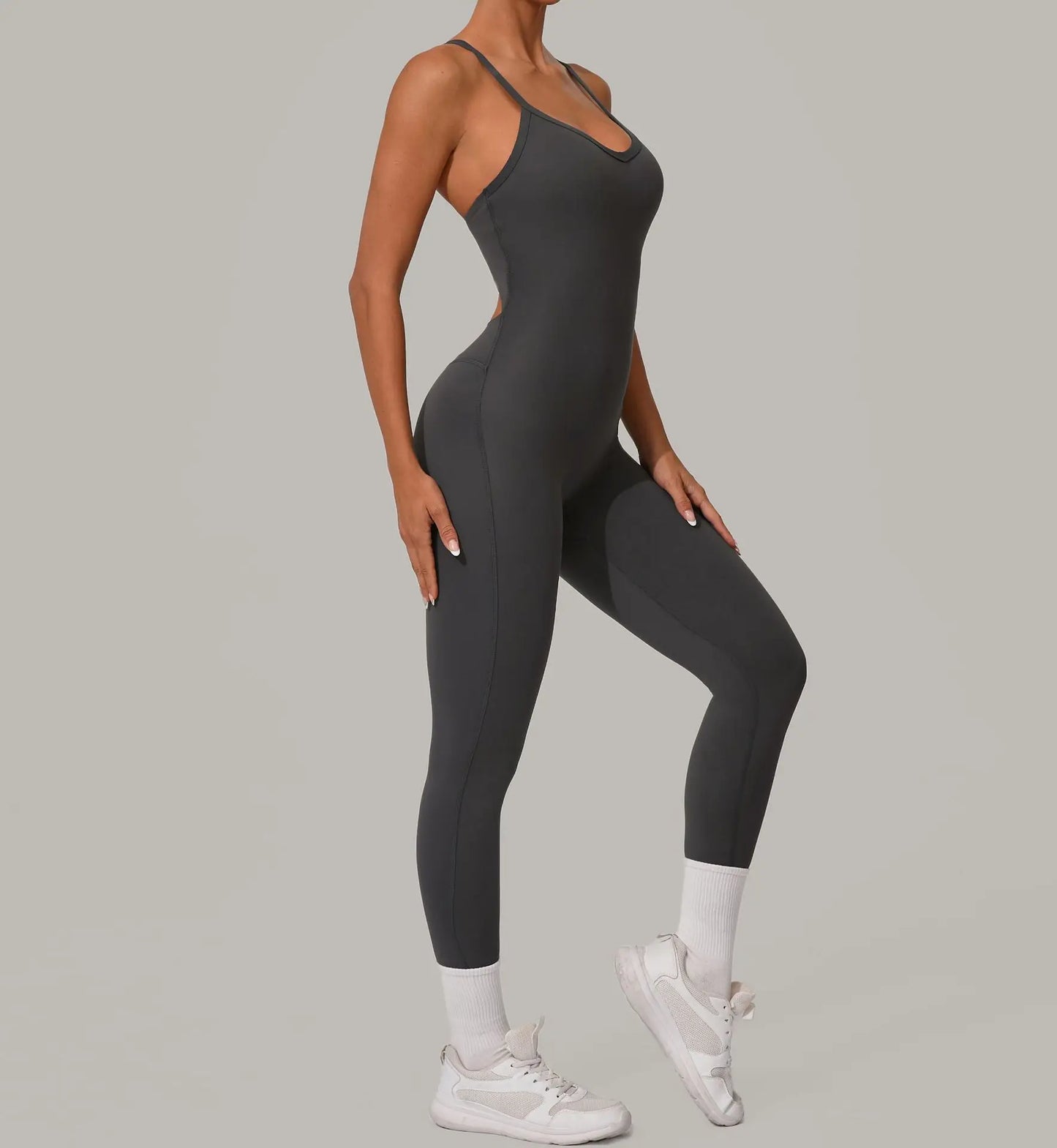 Sexy Hollow Cross Backless Sporty Tight Jumpsuit Woman Sportswear Summer One Pieces Outfit Gym Fitness Overalls Yoga Jump Suit