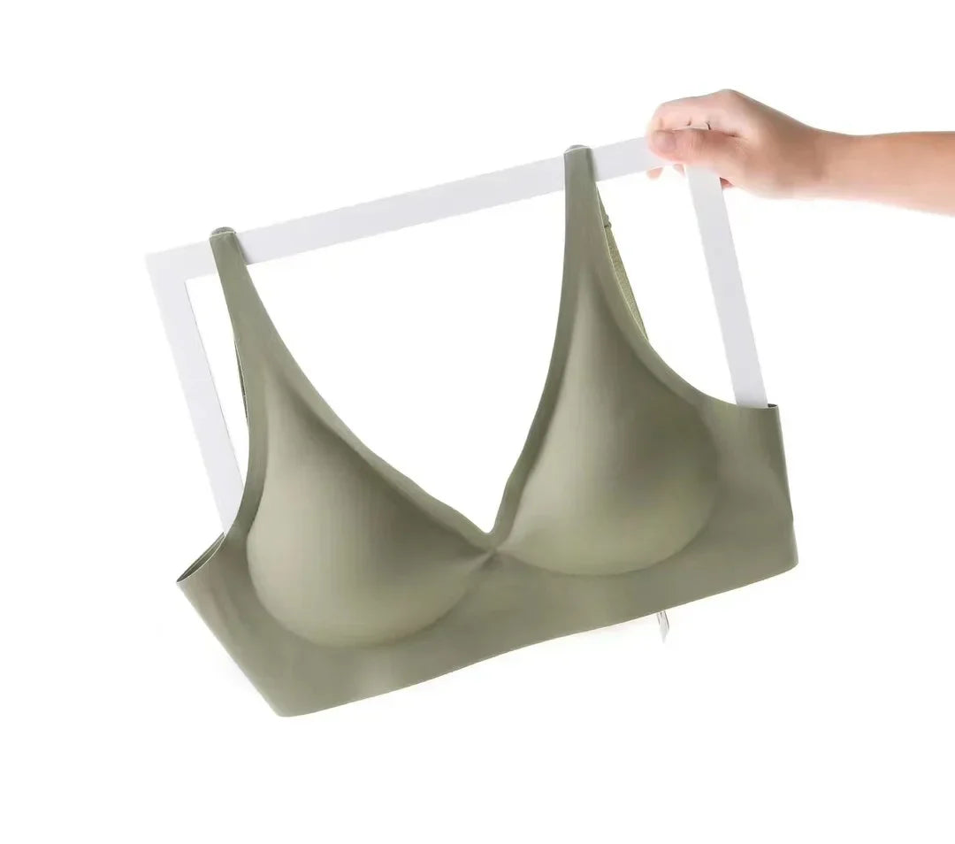 Seamless Ladies Underwear V-neck No Steel Ring Small Chest Gathered Adjustable Small Comfortable Thin Top Bra