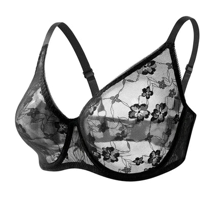 Sexy Womens Bras Lace Sheer Brassiere Plus Size Bra Female Underwire Underwear Lingerie BH Tops B C D E F Cup