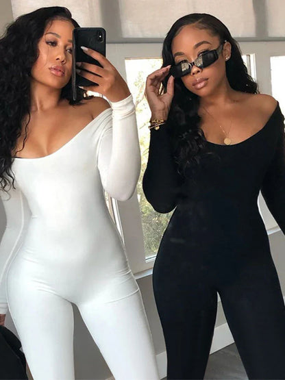 Spring and Summer New Women's Jumpsuit Long Sleeve Solid Color Skinny Jumpsuit Fashion Sports Fitness Jumpsuit Pullover