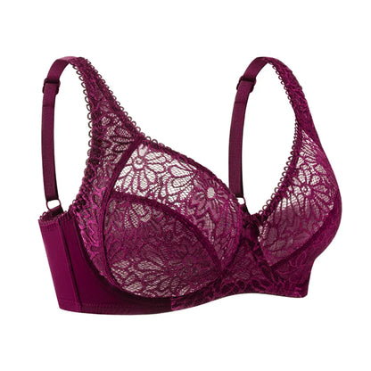 Womens Bras Ultra-Thin Perspective Deep V Lace Sheer Plus Size Bra Female Underwear Sexy Lingerie BH Tops 70-100 B C D E F Cup