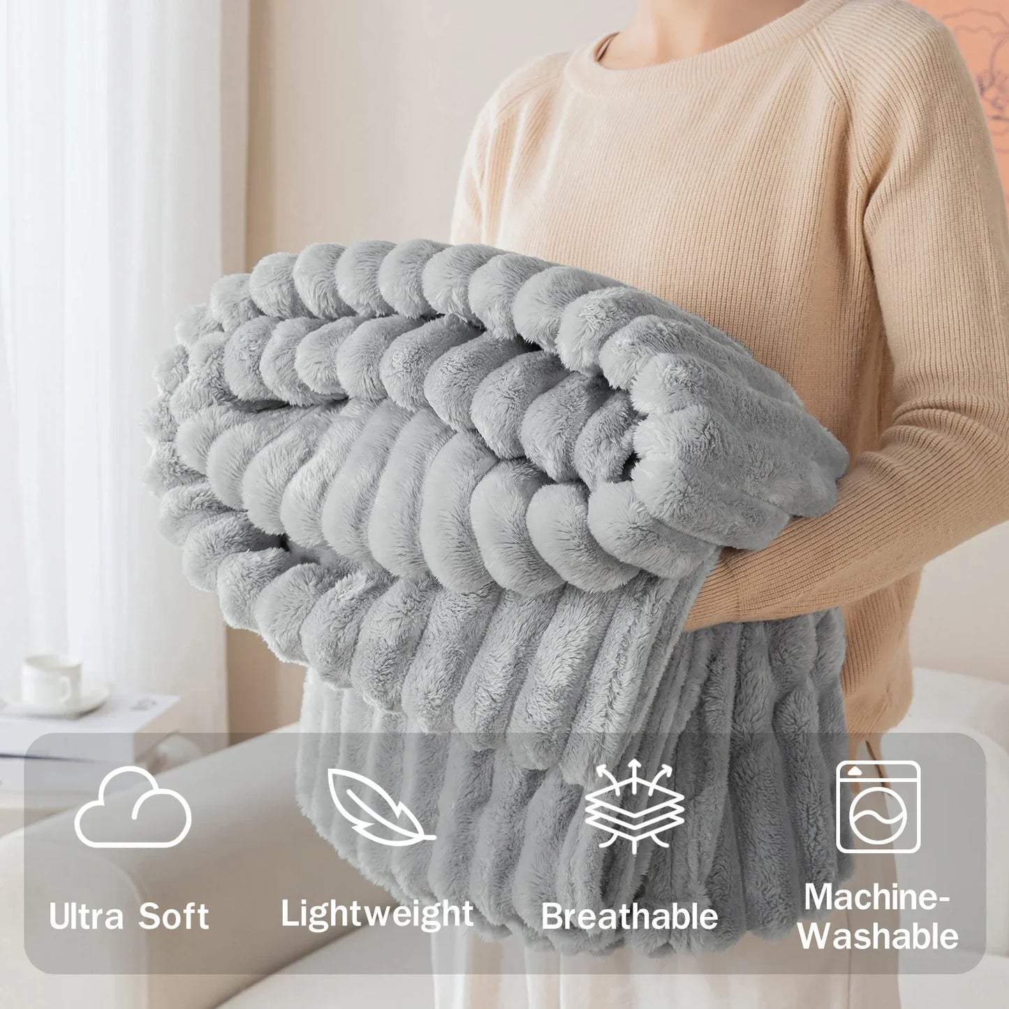 1pc flannel blanket - soft, comfortable, warm nap blanket, Christmas exquisite gift blanket, available in multiple colors