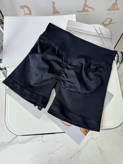 Seamless Shorts Ribbed Yoga Shorts Women Flex Scrunch Bum Gym Shorts Booty Running Short Butt Lifting Workout Pants