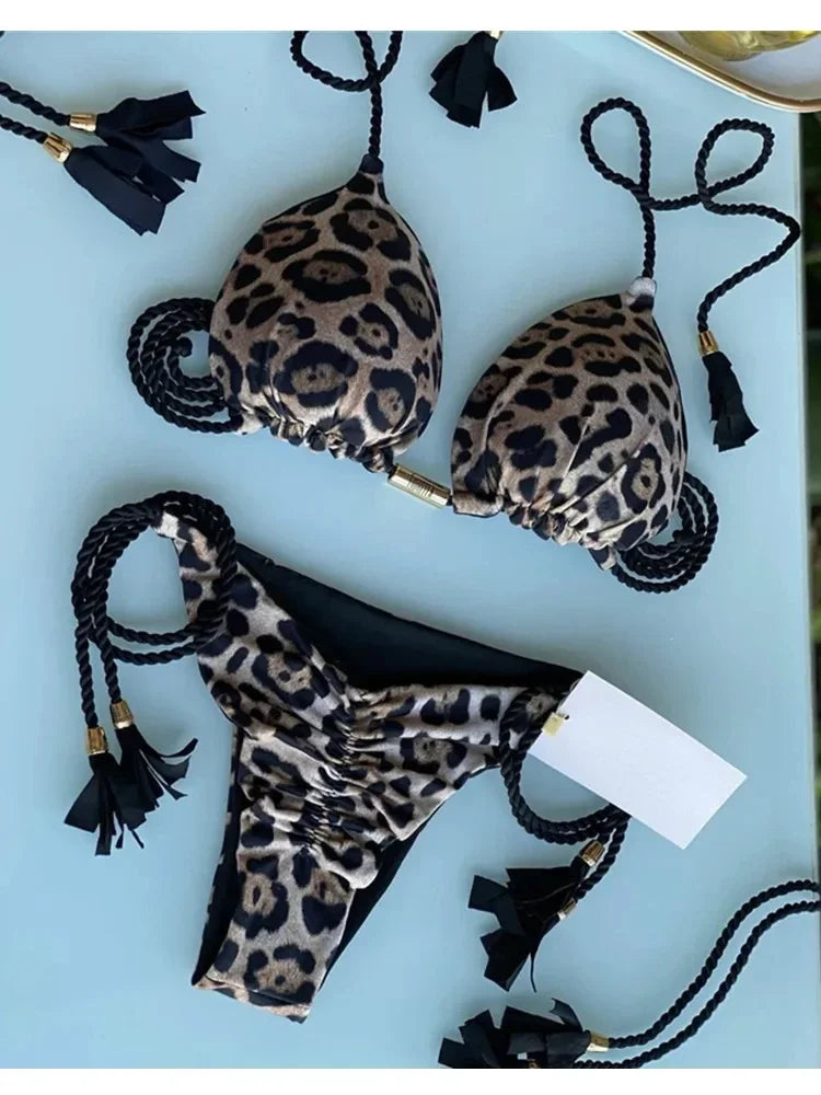Sexy Swimsuit Women Triangle Bikinis Set Thong Bandage Swimsuits Solid Color bathing suit  Two Piece String Swimear Beach Wear