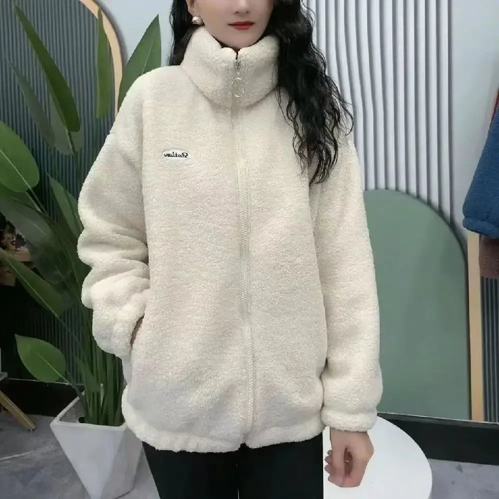 Plus Size Thickened Lamb Fur Cotton Jacket Warm Fashionable Mid-aged And Elderly Women's Outerwear Particle Fleece Thick Coat