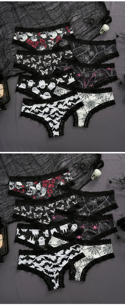 2Pc Set Lingerie Woman Sexy Underwear Lace Female Underwear Ghost Bat Butterfly Gothic Style Breathable Panties For Women