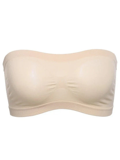 Lady's Sexy Strapless Crop Top Bra Bandeau Boob Tube Brassiere Summer Breathable Mesh Invisible Strapless without Chest Pad Wrap