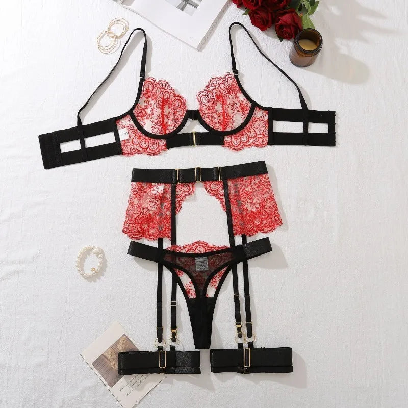 Two-piece Women's Set G-string Transparent Underwear Lolita Romantic Lingeries Set Sexy Bra and Panties Sets Lingerie for Woman
