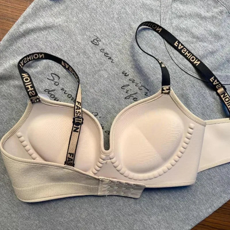 Velvet Plush Push Up Bra for Small Chest - 6CM Thermal Padded Non-Wire Bra, Warm Lined Comfort for Women, Autumn Winter Wear